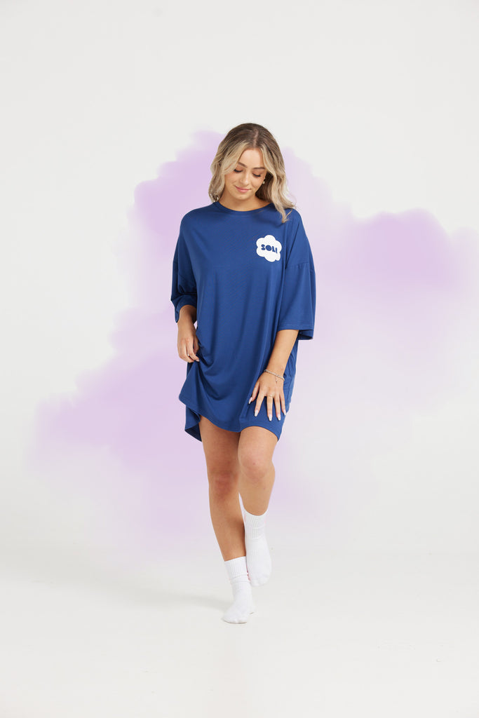 Soli Bed Tee - Navy With Cloud
