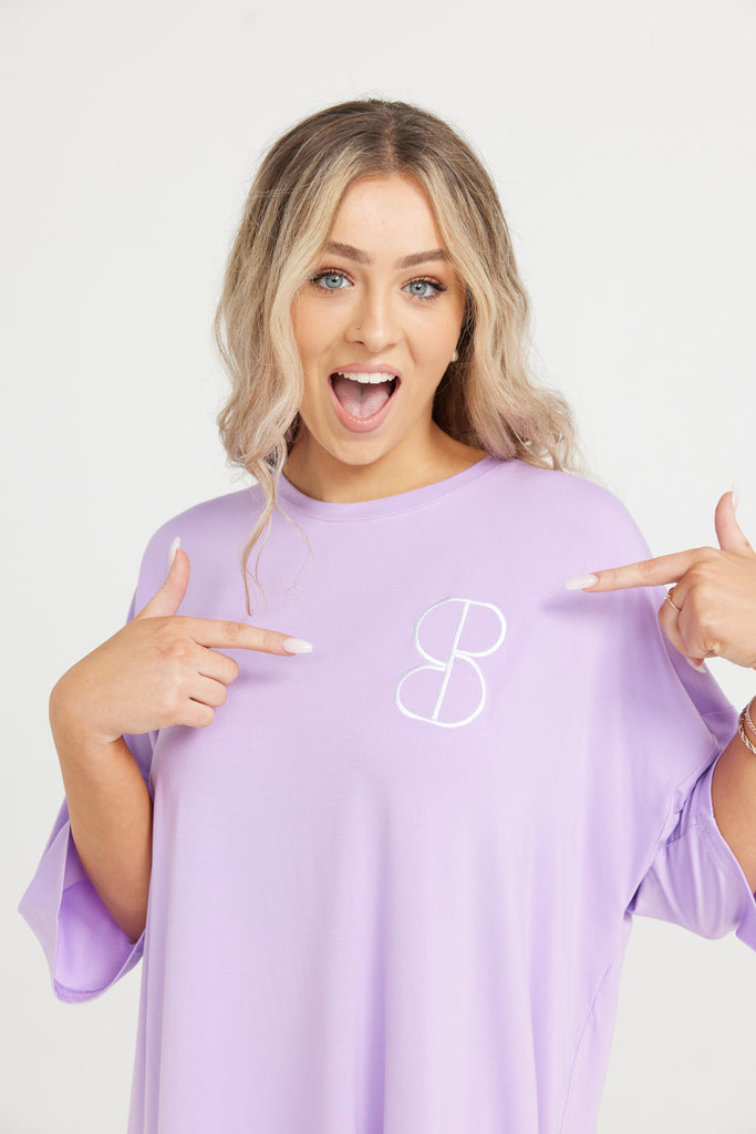 Soli Bed Tee - Lilac With White S