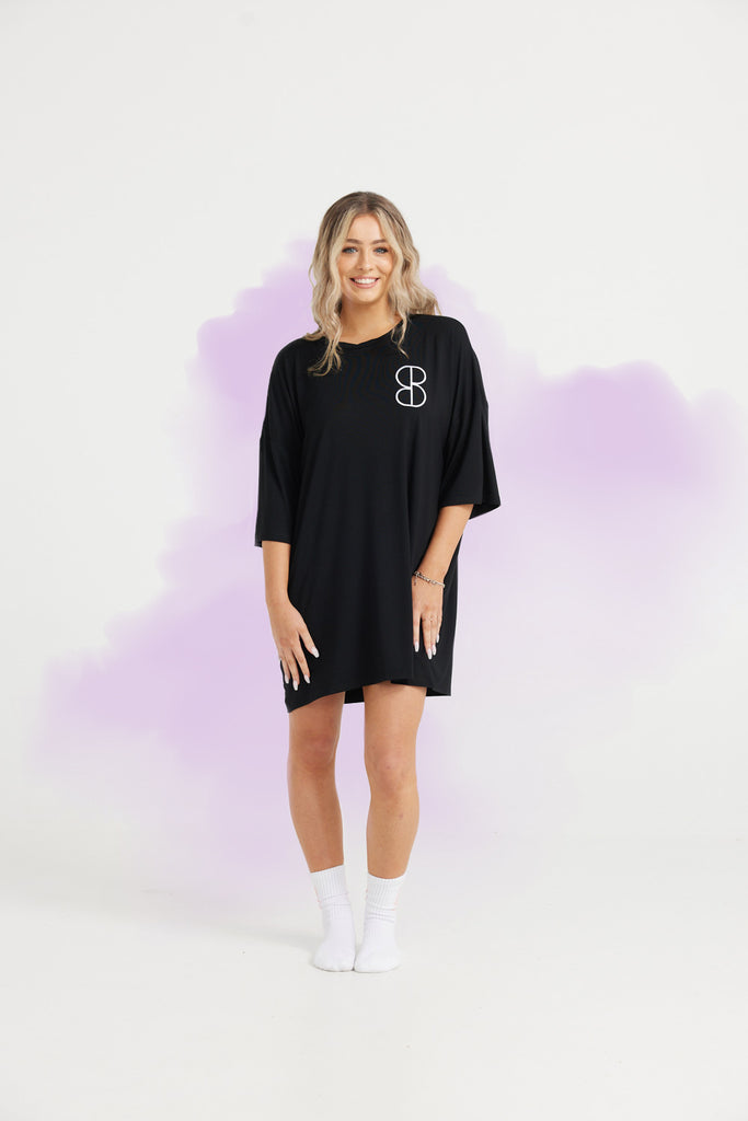 Soli Bed Tee - Black With White S