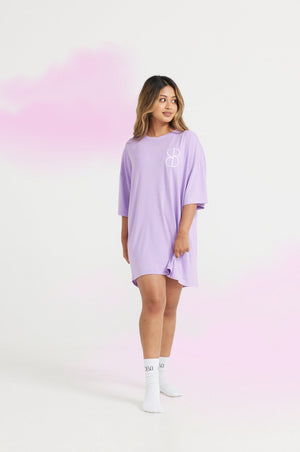 Soli Bed Tee - Lilac With White S