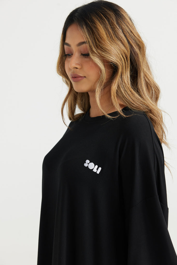 Soli Bed Tee - Black With White Logo