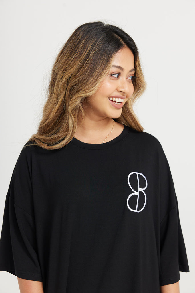 Soli Bed Tee - Black With White S