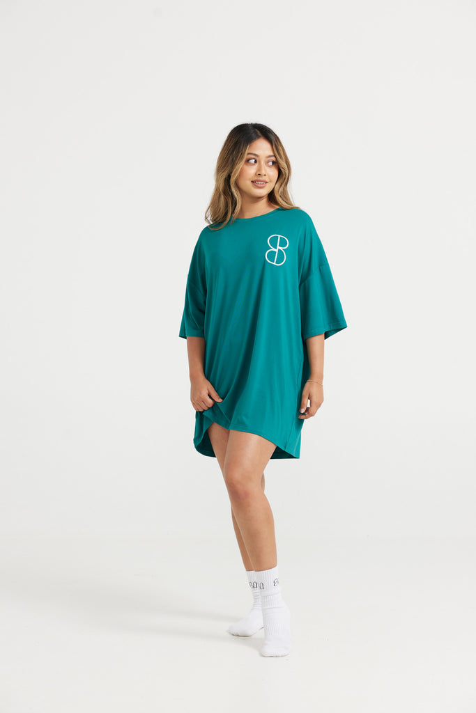 Soli Bed Tee - Emerald Green With White S