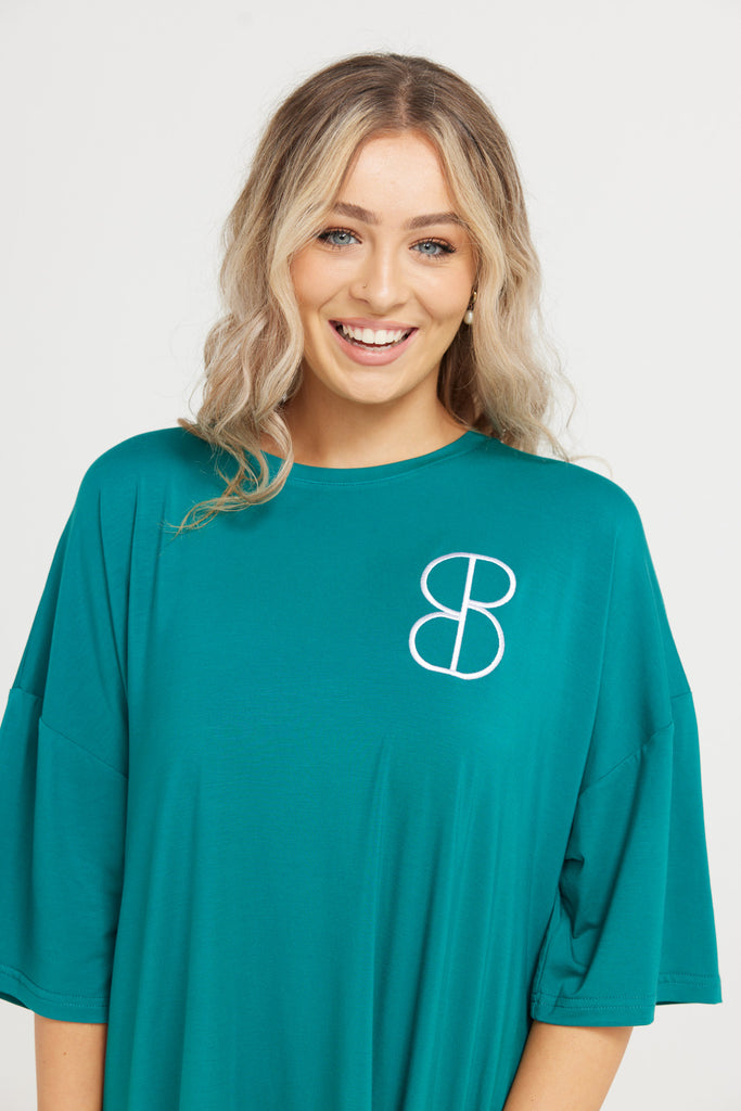 Soli Bed Tee - Emerald Green With White S