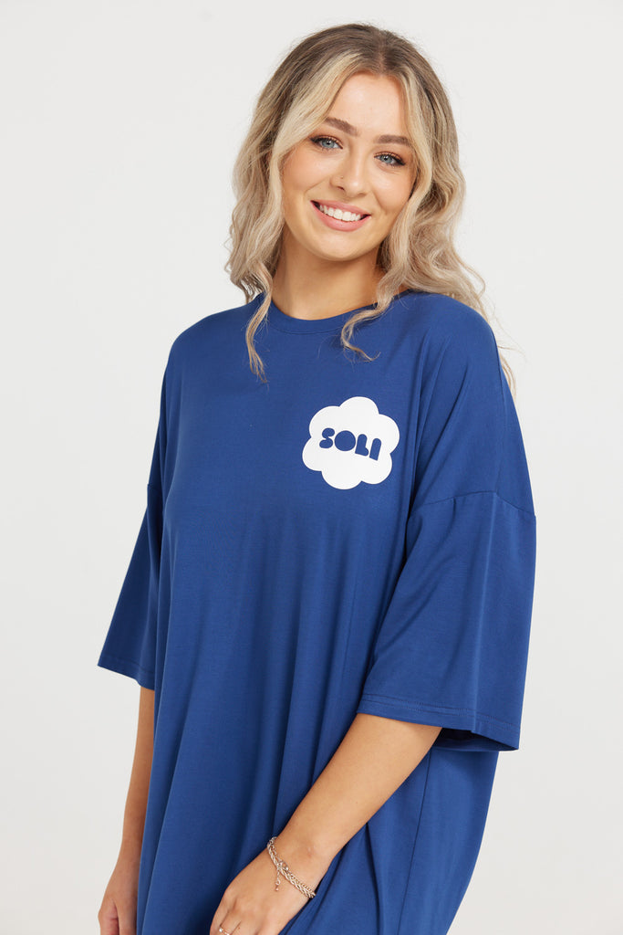 Soli Bed Tee - Navy With Cloud